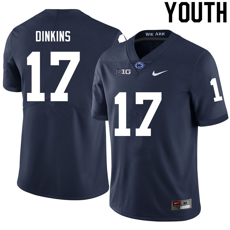 Youth #17 Khalil Dinkins Penn State Nittany Lions College Football Jerseys Sale-Navy - Click Image to Close